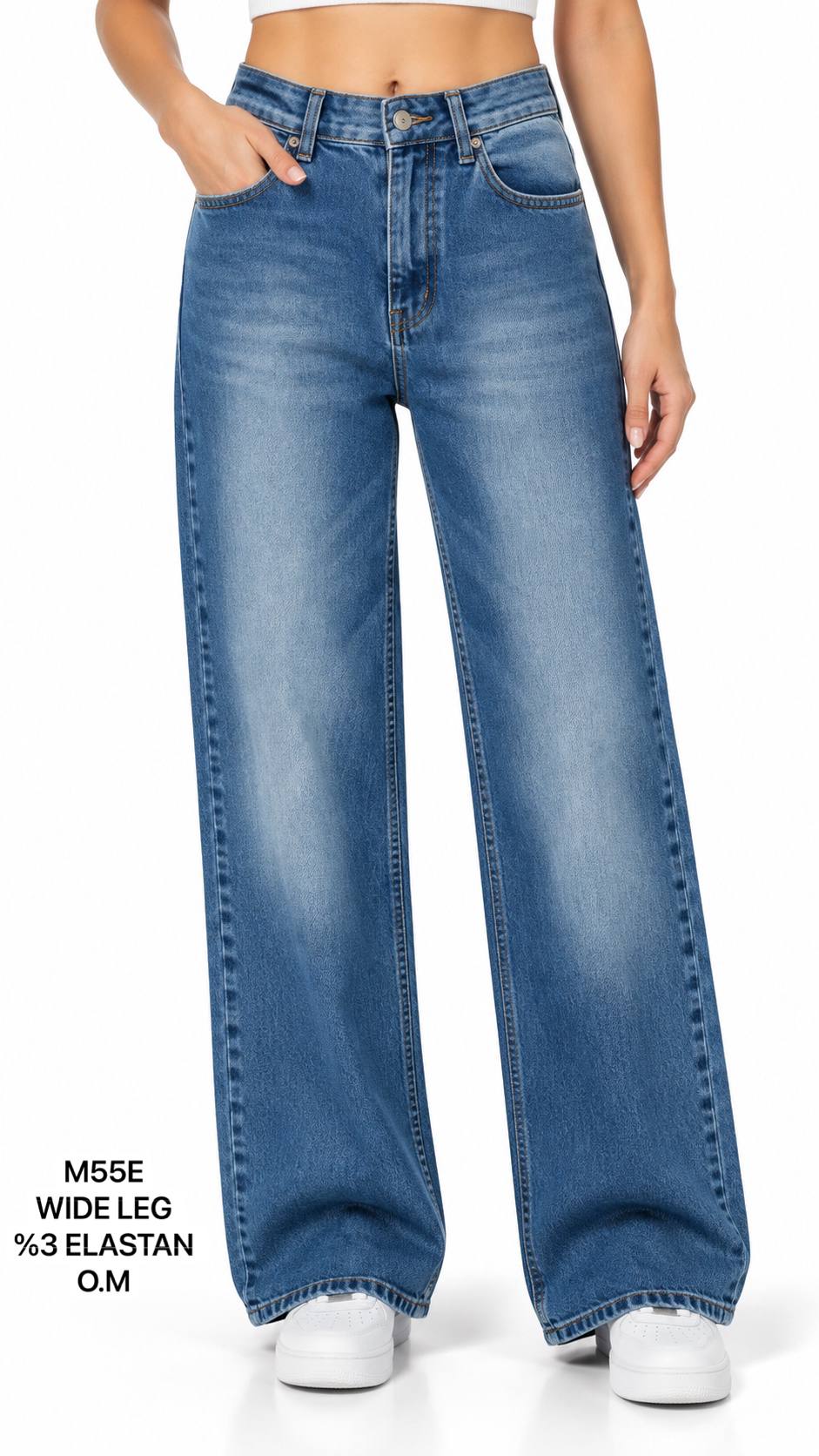 ELASTAN WIDELEG DENİM PANTOLON görsel 4